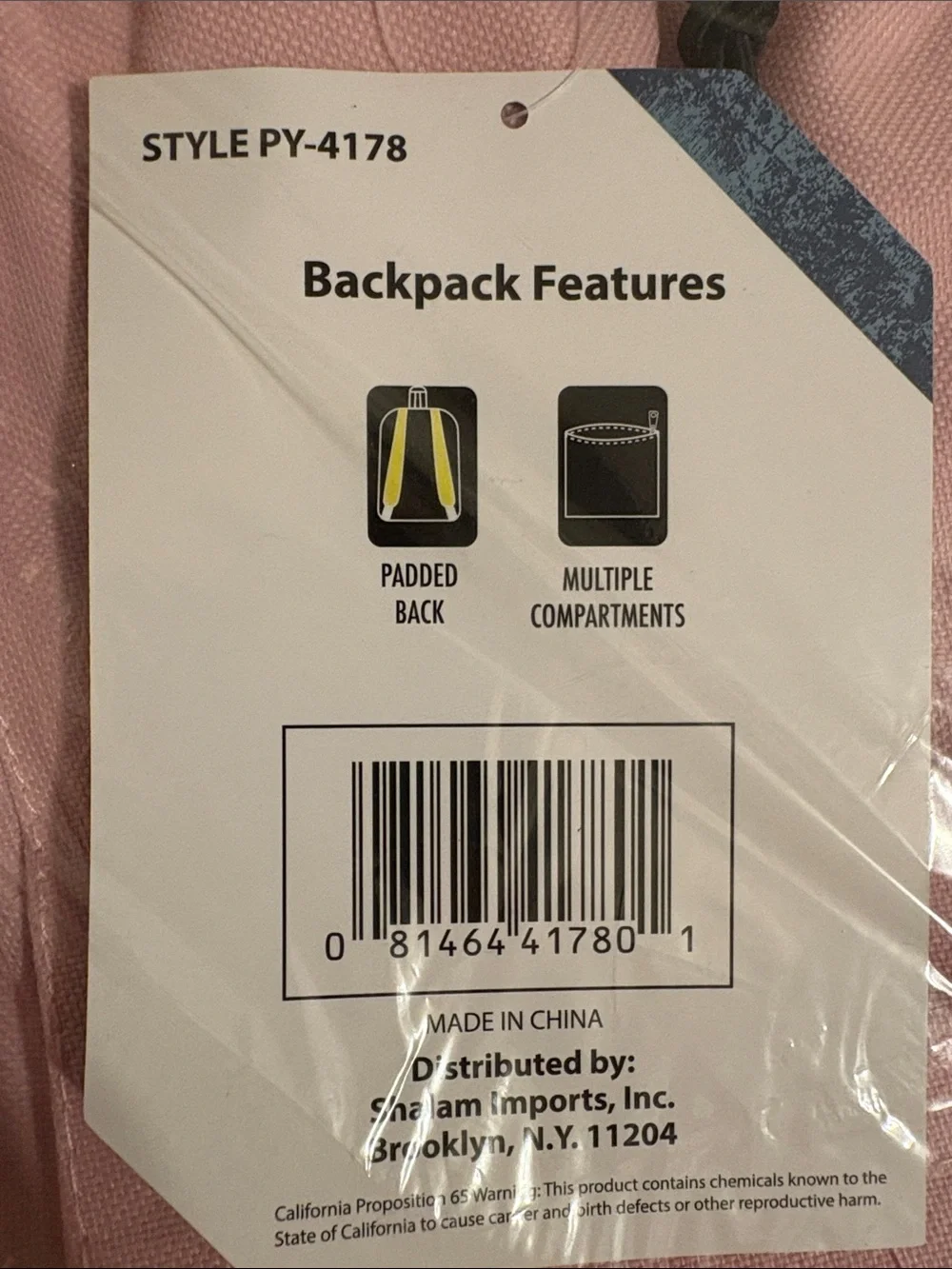 Unused pink backpack